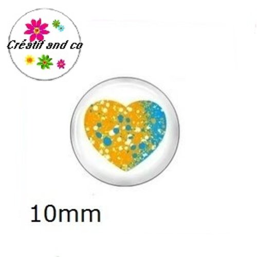 X2 cabochons coeur fond blanc 10mm