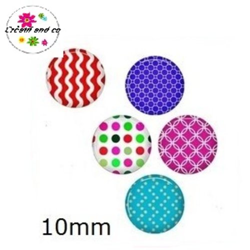 X6 cabochons mix 10mm