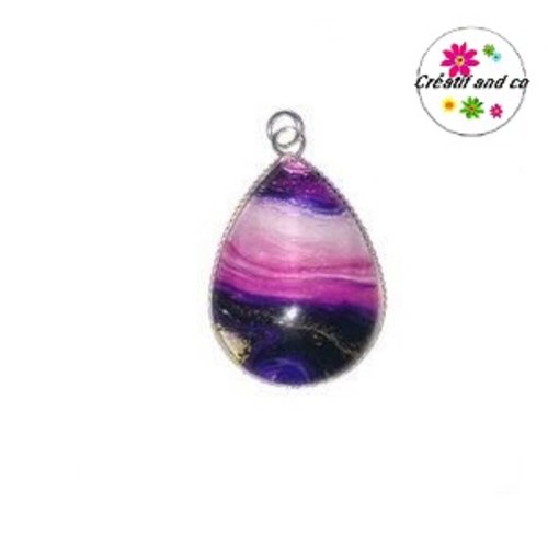 Pendentif cabochon goutte colorée