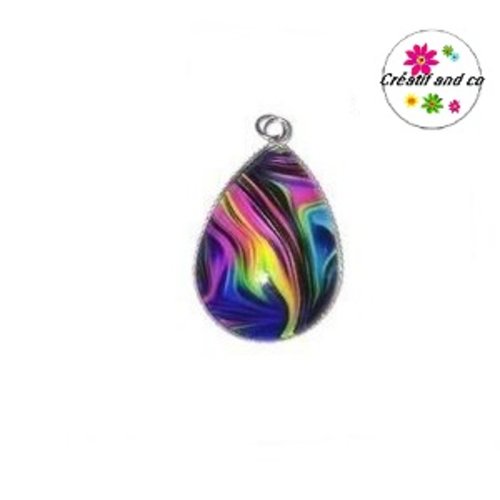 Pendentif cabochon goutte colorée