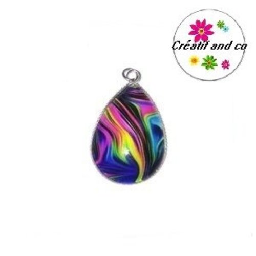 Pendentif cabochon goutte colorée