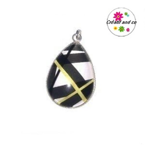 Pendentif  cabochon goutte géométrique
