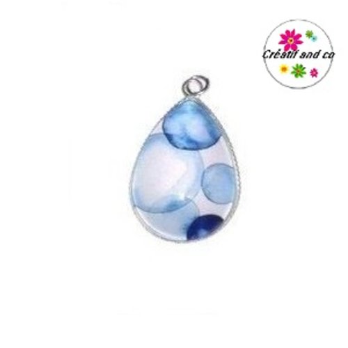 Pendentif cabochon goutte cercles