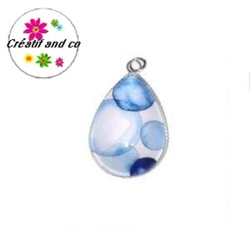 Pendentif et son cabochon goutte cercle 18x25mm