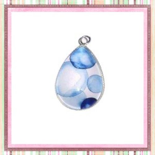 Pendentif et son cabochon goutte cercle 18x25mm