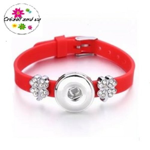 Bracelet bouton pression silicone rouge
