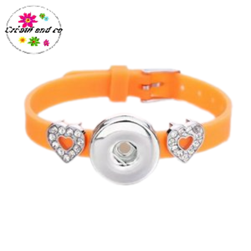 Bracelet bouton pression silicone orange fluo