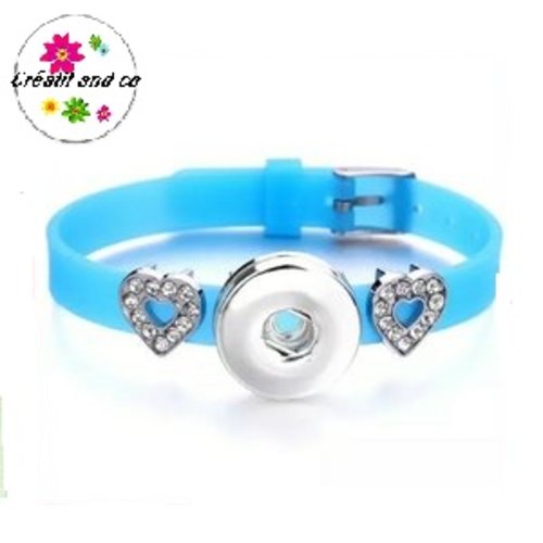 Bracelet bouton pression silicone bleu