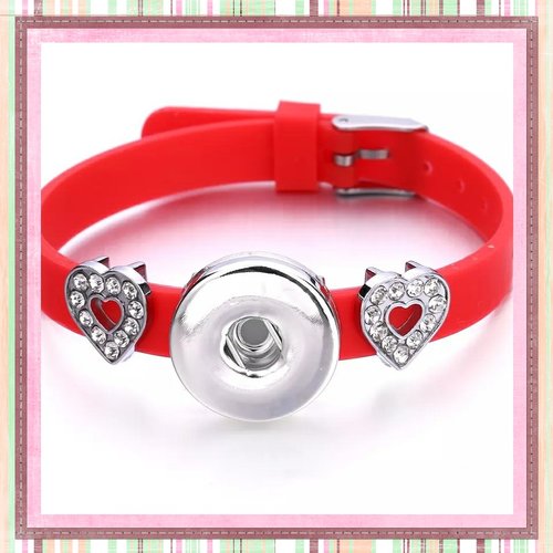 Bracelet bouton pression silicone rouge