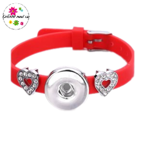 Bracelet bouton pression silicone rouge
