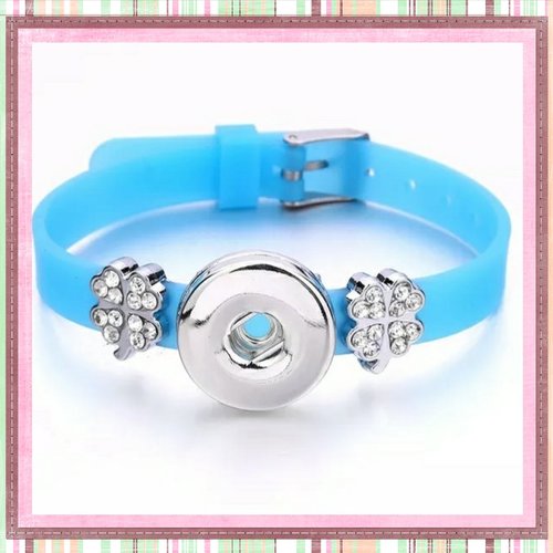 Bracelet bouton pression silicone bleu