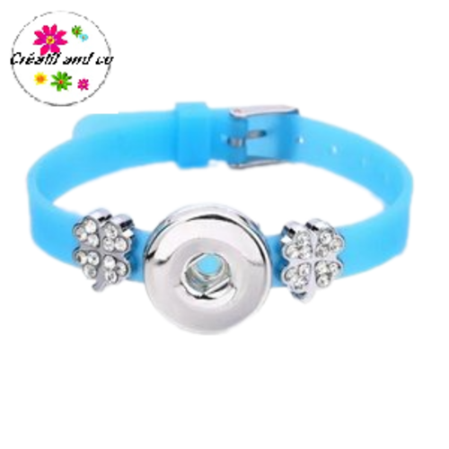Bracelet bouton pression silicone bleu