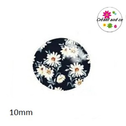 X2 cabochons fleuris 10mm