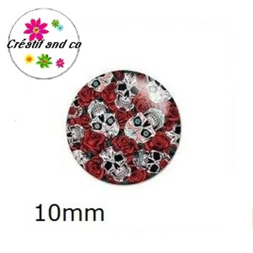 X2 cabochons tête de mort 10mm
