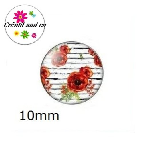 X2 cabochons fleuris 10mm