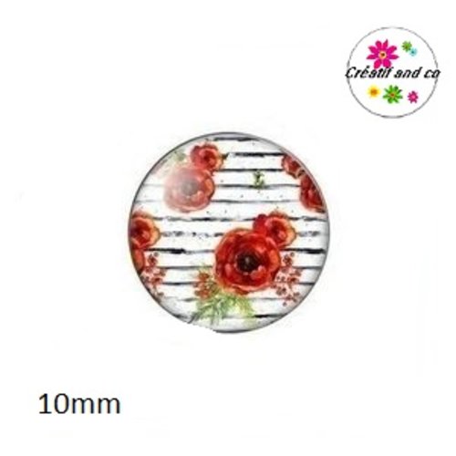 X2 cabochons fleuris 10mm