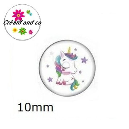 X2 cabochons licorne 10mm