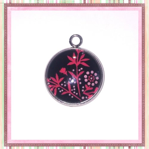 Pendentif cabochon fleuri 16mm