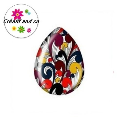 Cabochon goutte à motif 18x25mm