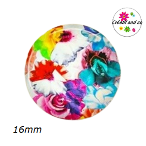 X2 cabochons fleuris 16mm