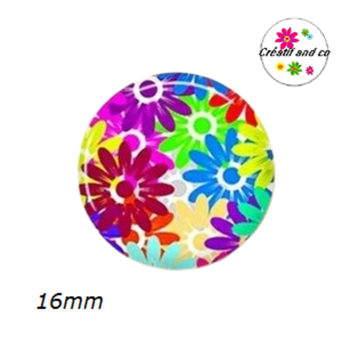 X2 cabochons fleuris 16mm