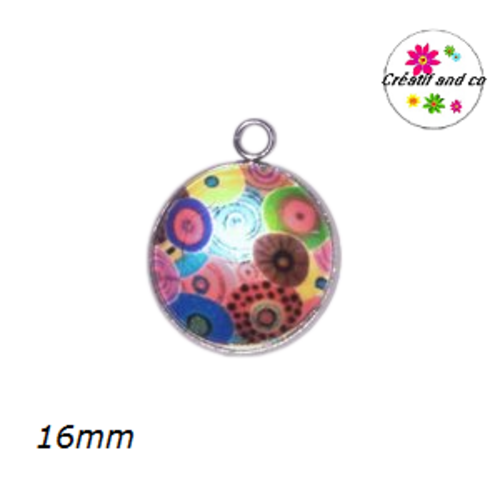 Pendentif cabochon psychadélique 16mm