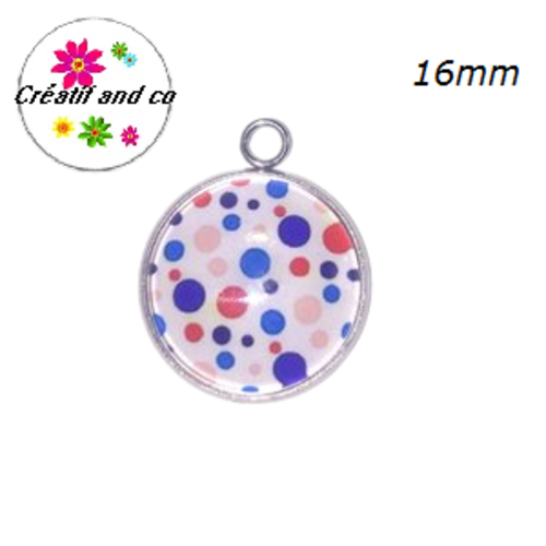 Pendentif cabochon à pois 16mm