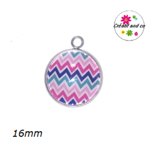 Pendentif cabochon rayé 16mm