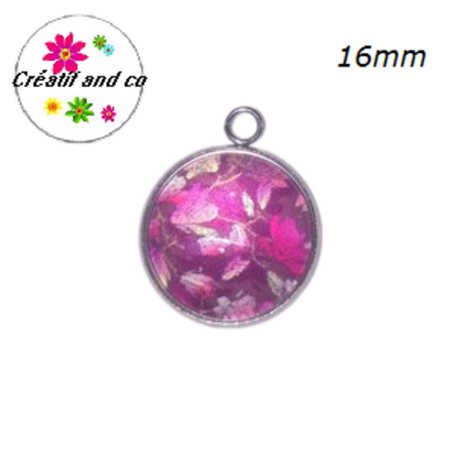 Pendentif cabochon fleuri 16mm