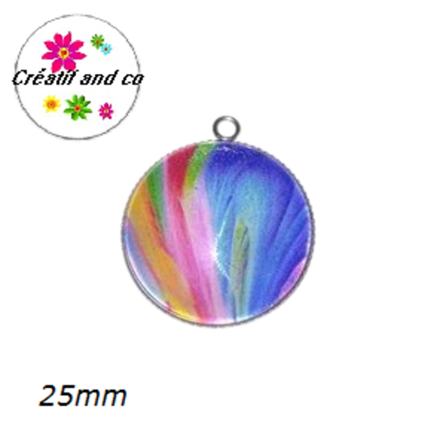 Pendentif cabochon coloré 25mm