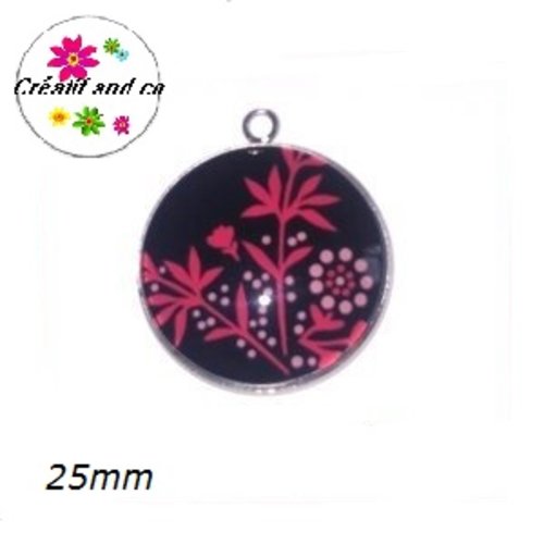 Pendentif cabochon fleuri 25mm