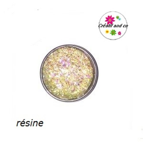 Bouton pression motif effet druzy résine beige