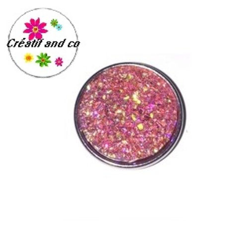 Bouton pression motif effet druzy résine rose