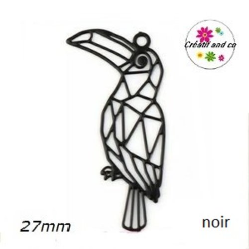 Breloque estampe toucan noir 27mm