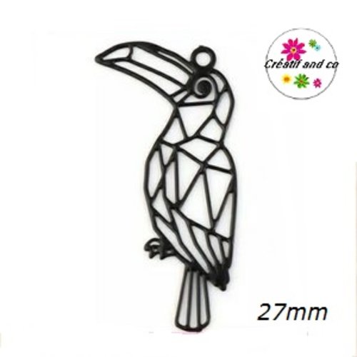 Breloque estampe toucan noir 27mm