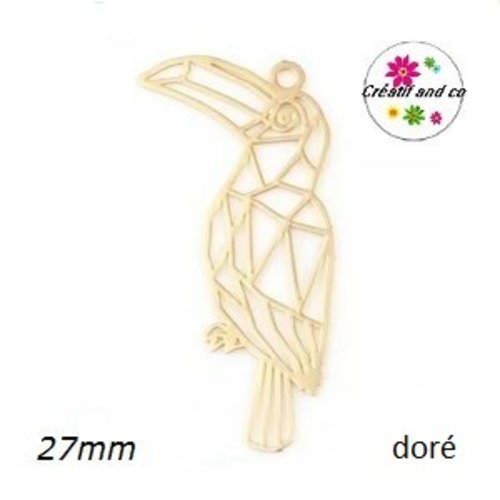 Breloque estampe toucan doré 27mm