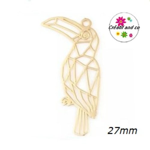 Breloque estampe toucan doré 27mm