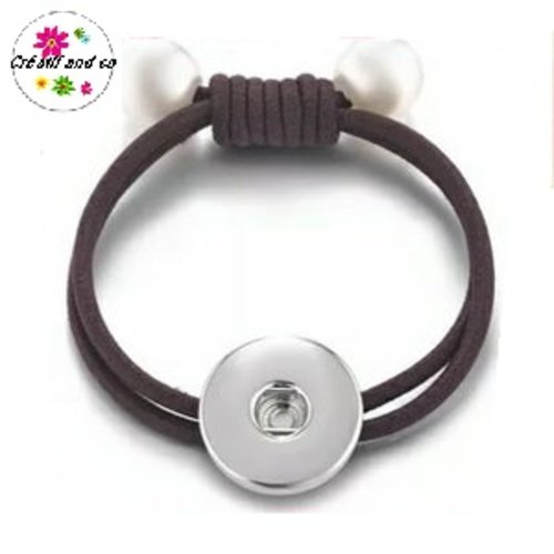 Bracelet élastique marron foncé pour bouton pression 18mm