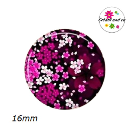 X2 cabochons fleuris 16mm