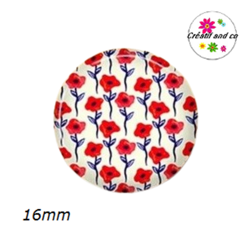 X2 cabochons fleuris 16mm