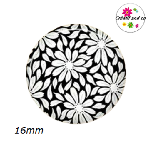 X2 cabochons fleurs blanches 16mm
