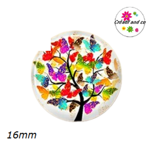 X2 cabochons arbre et ses papillons 16mm