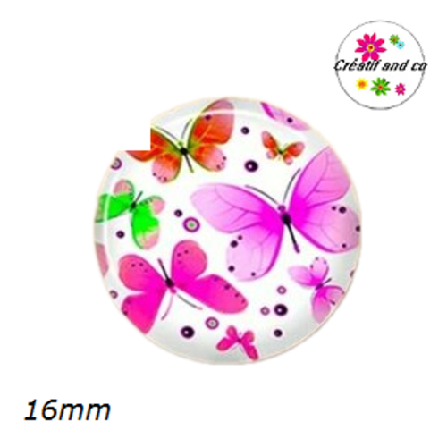 X2 cabochons nuée de papillons 16mm