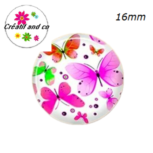 X2 cabochons nuée de papillons 16mm