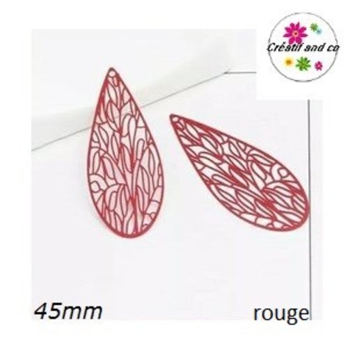 Breloque aile de libellule rouge 45mm