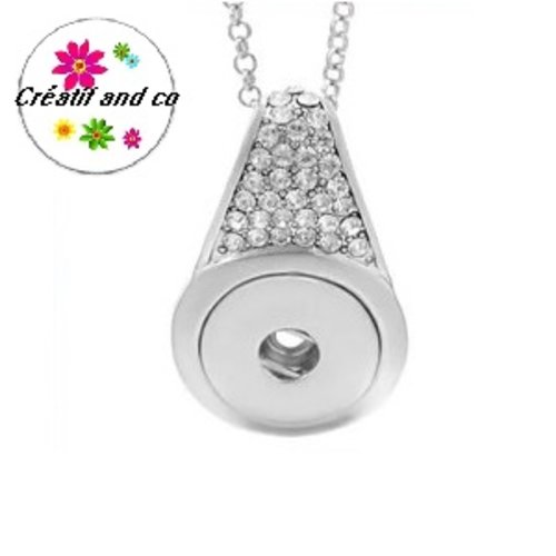 Collier pendentif avec strass pour bouton pression