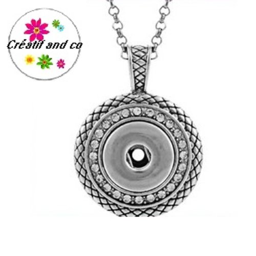 Collier pendentif cercle avec strass pour bouton pression
