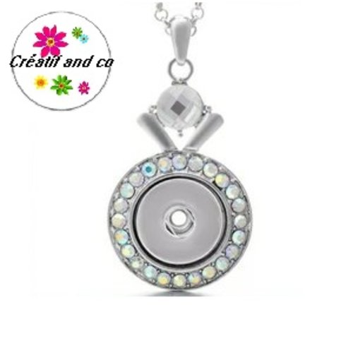 Collier pendentif cercle avec strass pour bouton pression