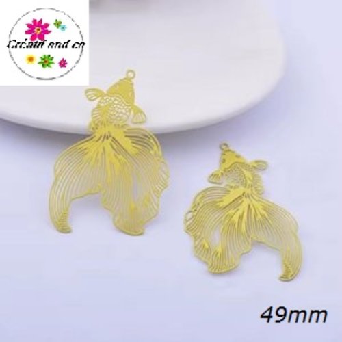 Breloque estampe poisson jaune 49mm