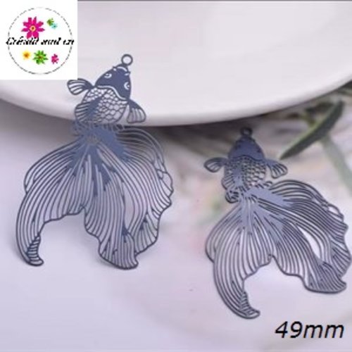 Breloque estampe poisson gris 49mm